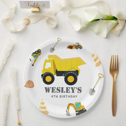 Assiettes En Carton Camions de construction Anniversaire (Mariage)