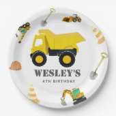Assiettes En Carton Camions de construction Anniversaire (Devant)
