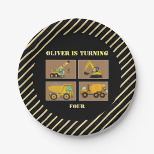 Assiettes En Carton Camions de construction   Anniversaire de enfant d