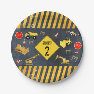 Assiettes En Carton Camions de construction Machines lourdes Anniversa