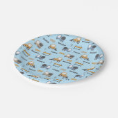 Assiettes En Carton Camions de construction Motif bleu (Angle)
