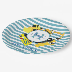 Assiettes En Carton Camions de construction personnalisés Baby shower