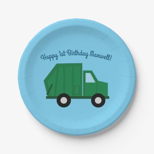 Assiettes En Carton Camions fête d'anniversaire (Devant)