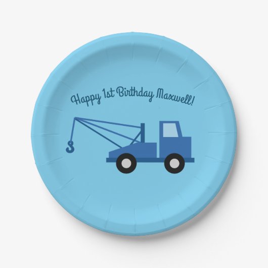 Assiettes En Carton Camions fête d'anniversaire (Devant)