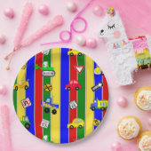 Assiettes En Carton Camions, voitures, tracteurs et signalisation rout (Fête)