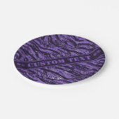 Assiettes En Carton Camo à rayures violettes avec texte personnalisé (Angle)