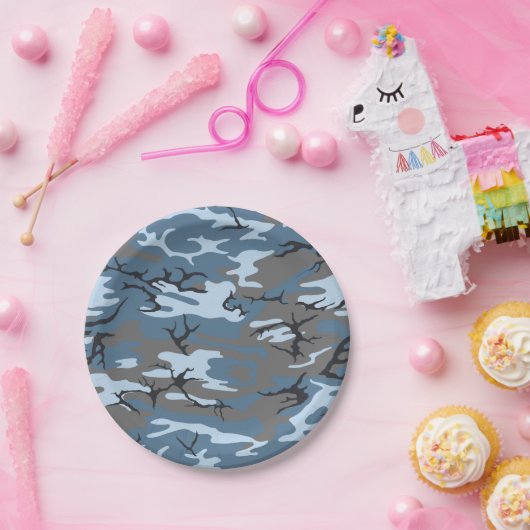 Assiettes En Carton Camo bleu (Fête)
