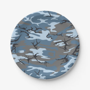 Assiettes En Carton Camo bleu