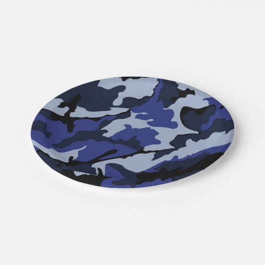 Assiettes En Carton Camo Bleu, Plaques de papier de 7 pouces (Angle)