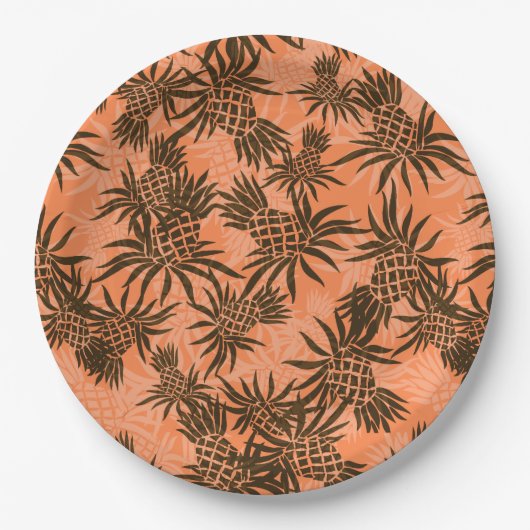 Assiettes En Carton Camo d'ananas Hawaiian Tropical (Devant)
