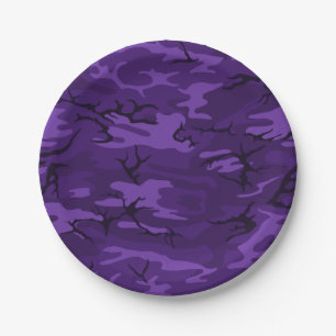 Assiettes En Carton Camo noir violet
