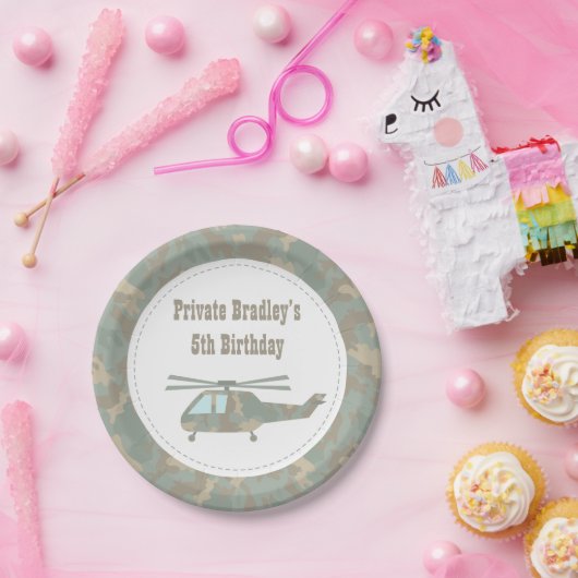 Assiettes En Carton Camo Print Helicopter Army Boys Birthday Party (Fête)