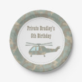 Assiettes En Carton Camo Print Helicopter Army Boys Birthday Party (Devant)