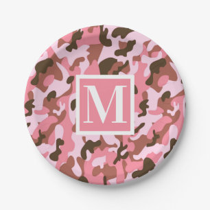 Assiettes En Carton Camo rose