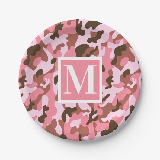Assiettes En Carton Camo rose (Devant)