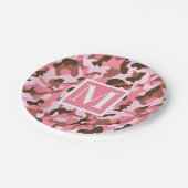 Assiettes En Carton Camo rose (Angle)