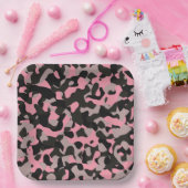 Assiettes En Carton Camo rose (Fête)