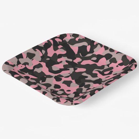 Assiettes En Carton Camo rose (Angulaire)