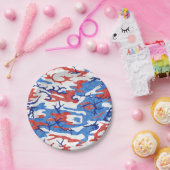 Assiettes En Carton Camo rouge et bleu détendu (Fête)