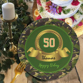 Assiettes En Carton Camouflage armée vert 50e anniversaire / fête de c
