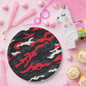 Assiettes En Carton Camouflage blanc gris rouge Motif Camo (Fête)