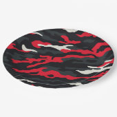 Assiettes En Carton Camouflage blanc gris rouge Motif Camo (Angle)