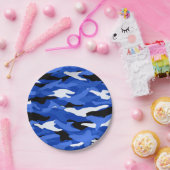 Assiettes En Carton Camouflage bleu (Fête)