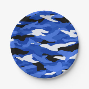Assiettes En Carton Camouflage bleu