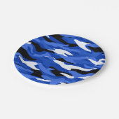 Assiettes En Carton Camouflage bleu (Angle)