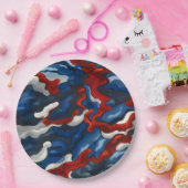 Assiettes En Carton camouflage bleu rouge (Fête)