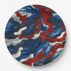 Assiettes En Carton camouflage bleu rouge