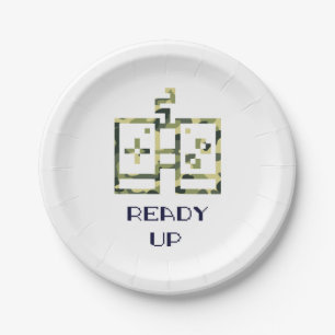 Assiettes En Carton Camouflage Contrôleur de jeu vidéo prêt Gamer
