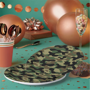 Assiettes En Carton Camouflage de forêt 