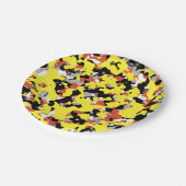 Assiettes En Carton Camouflage jaune rouge gris noir (Angle)