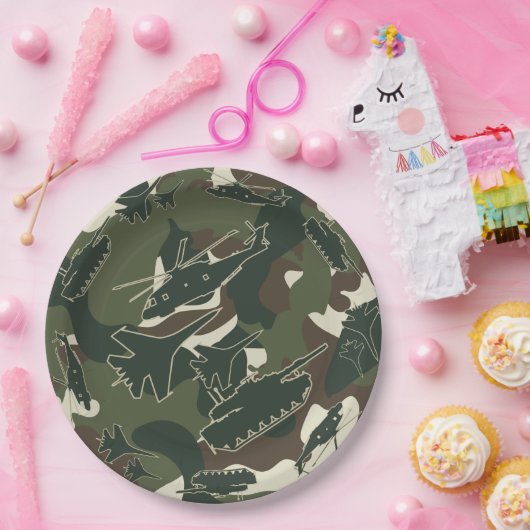 Assiettes En Carton Camouflage militaire Plaques jetables Camo de l'ar (Fête)