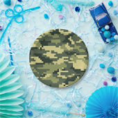 Assiettes En Carton Camouflage numérique en bois à 8 bits / Camo (Fête)