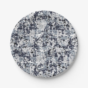 Assiettes En Carton Camouflage numérique gris argent à l'esprit urbain