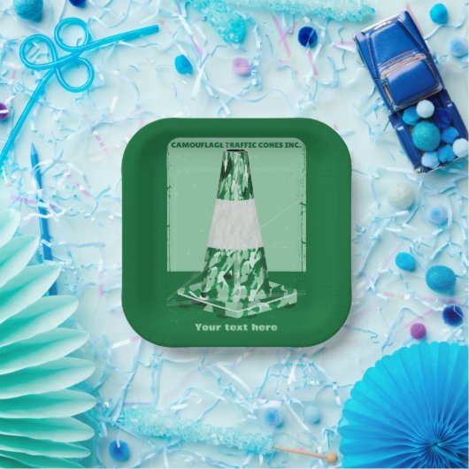 Assiettes En Carton Camouflage rd cône drôle de cône de circulation (Fête)