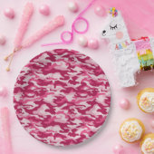Assiettes En Carton Camouflage rose (Fête)