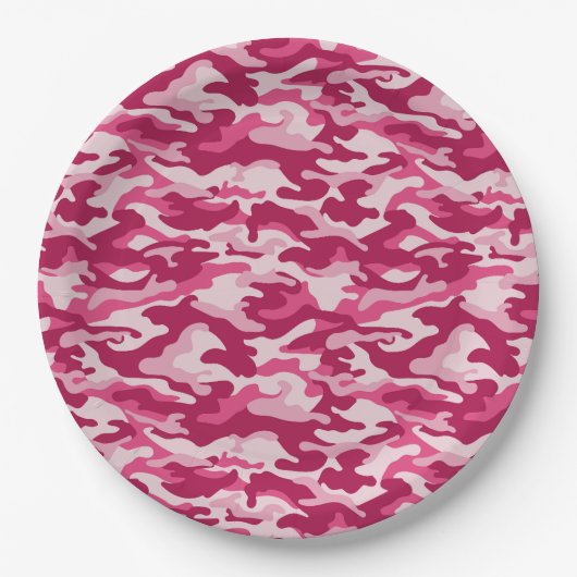 Assiettes En Carton Camouflage rose (Devant)