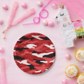 Assiettes En Carton Camouflage rouge (Fête)