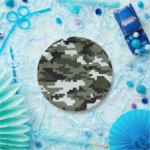 Assiettes En Carton Camouflage urbain numérique à 8 bits / Camo (Fête)