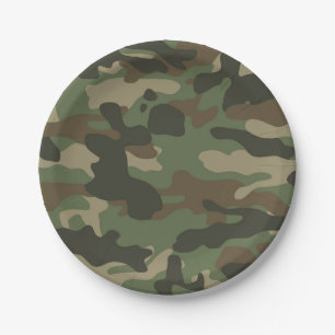 Assiettes En Carton Camouflage Vert Camo Motif de l'armée