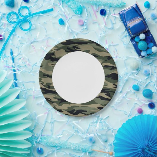 Assiettes En Carton Camouflage vert. Camo ton (Fête)