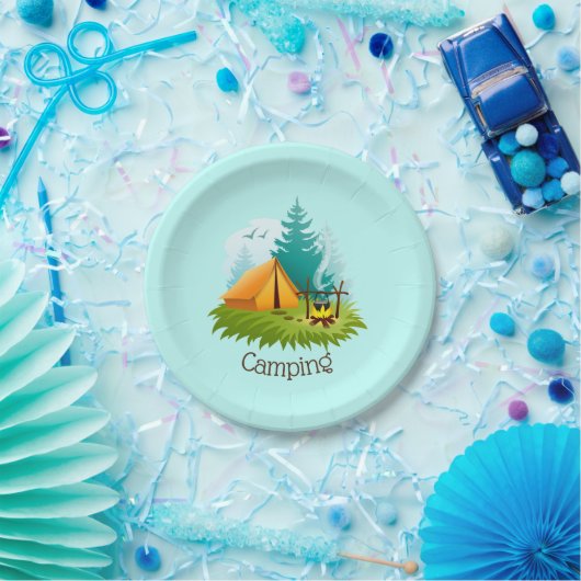 Assiettes En Carton Camp Camping Design Papier Plaque (Fête)