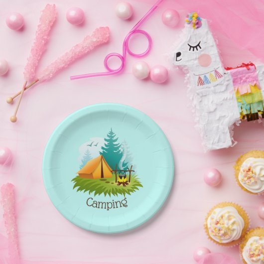 Assiettes En Carton Camp Camping Design Papier Plaque (Fête)