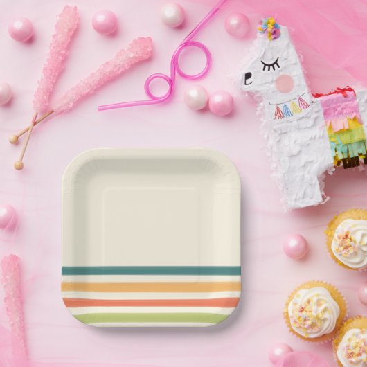 Assiettes En Carton Camp chaos retro stripe (Fête)