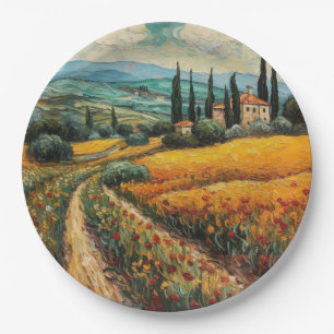 Assiettes En Carton Campagne toscane Italie van Gogh