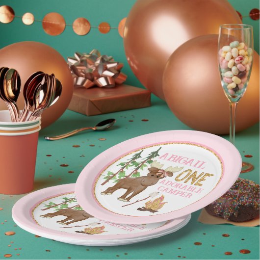 Assiettes En Carton Camper Pink Buffalo 1er anniversaire avec l'origna (Multi)