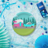 Assiettes En Carton Camper Rétro / Remorque et Plaques de papier de vo (Fête)